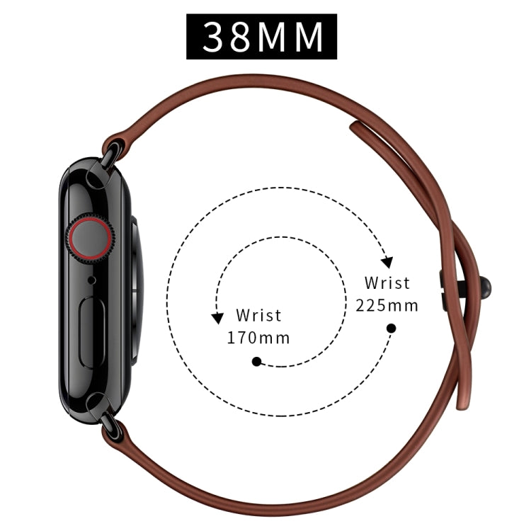 Double Hole Leather Watch Band For Apple Watch Series 7 41mm / 6 & SE & 5 & 4 40mm / 3 & 2 & 1 38mm(Dark Brown Crazy Horse) by buy2fix