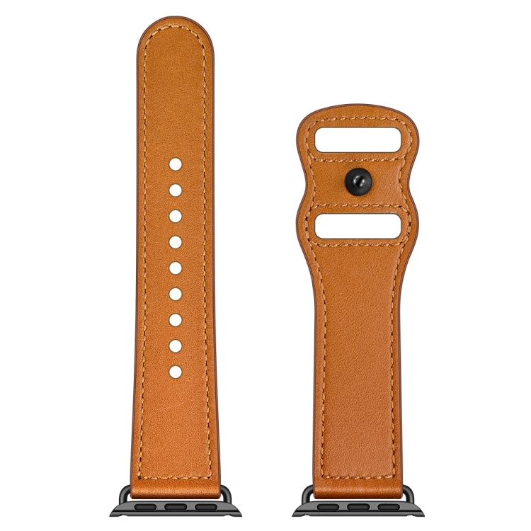 Double Hole Leather Watch Band For Apple Watch Series 7 41mm / 6 & SE & 5 & 4 40mm / 3 & 2 & 1 38mm(Brown) by buy2fix