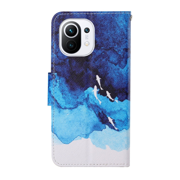 For Xiaomi Mi 11 Colored Drawing Pattern Horizontal Flip Leather Case with Holder & Card Slots & Wallet & Lanyard(Watercolor Fish) - Xiaomi Cases by buy2fix | Online Shopping UK | buy2fix