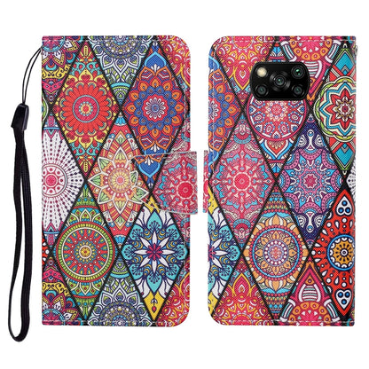For Xiaomi Poco X3 NFC Colored Drawing Pattern Horizontal Flip Leather Case with Holder & Card Slots & Wallet & Lanyard(Rhombus Totem) - Xiaomi Cases by buy2fix | Online Shopping UK | buy2fix