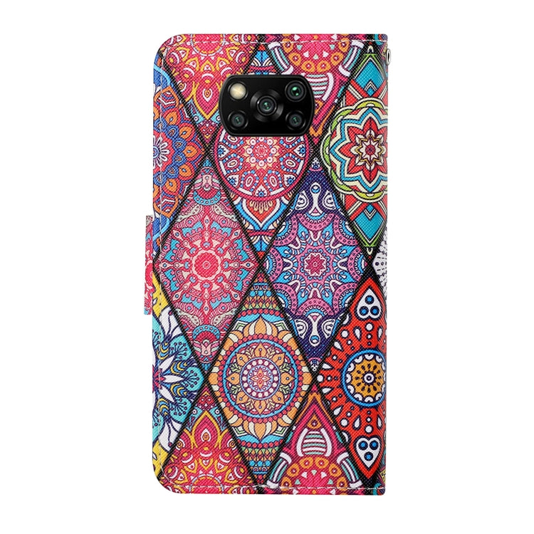 For Xiaomi Poco X3 NFC Colored Drawing Pattern Horizontal Flip Leather Case with Holder & Card Slots & Wallet & Lanyard(Rhombus Totem) - Xiaomi Cases by buy2fix | Online Shopping UK | buy2fix