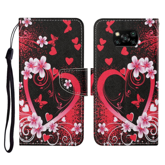 For Xiaomi Poco X3 NFC Colored Drawing Pattern Horizontal Flip Leather Case with Holder & Card Slots & Wallet & Lanyard(Red Heart) - Xiaomi Cases by buy2fix | Online Shopping UK | buy2fix