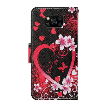 For Xiaomi Poco X3 NFC Colored Drawing Pattern Horizontal Flip Leather Case with Holder & Card Slots & Wallet & Lanyard(Red Heart) - Xiaomi Cases by buy2fix | Online Shopping UK | buy2fix