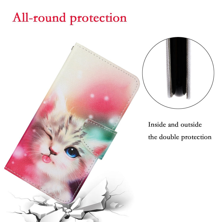 For Xiaomi Poco X3 NFC Colored Drawing Pattern Horizontal Flip Leather Case with Holder & Card Slots & Wallet & Lanyard(Squint Cat) - Xiaomi Cases by buy2fix | Online Shopping UK | buy2fix