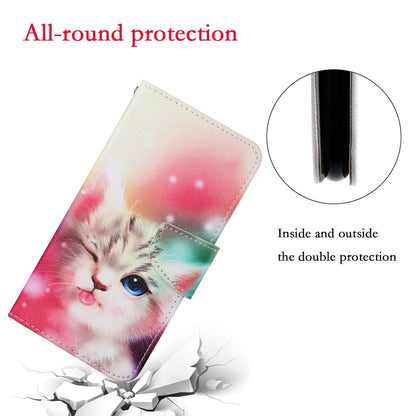 For Xiaomi Poco X3 NFC Colored Drawing Pattern Horizontal Flip Leather Case with Holder & Card Slots & Wallet & Lanyard(Squint Cat) - Xiaomi Cases by buy2fix | Online Shopping UK | buy2fix