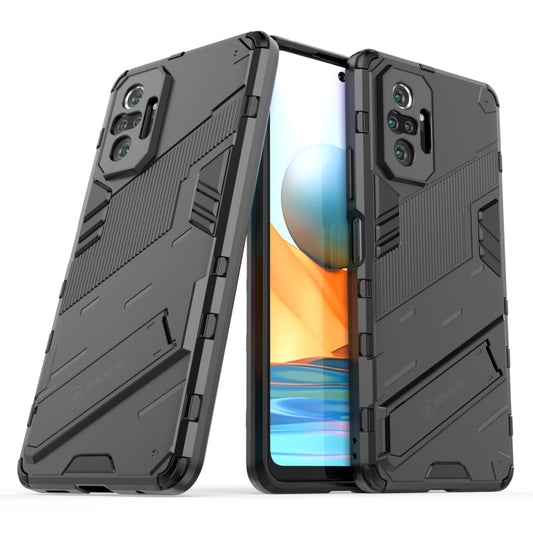 For Xiaomi Redmi Note 10 Pro Punk Armor 2 in 1 PC + TPU Shockproof Case with Invisible Holder(Black) by buy2fix