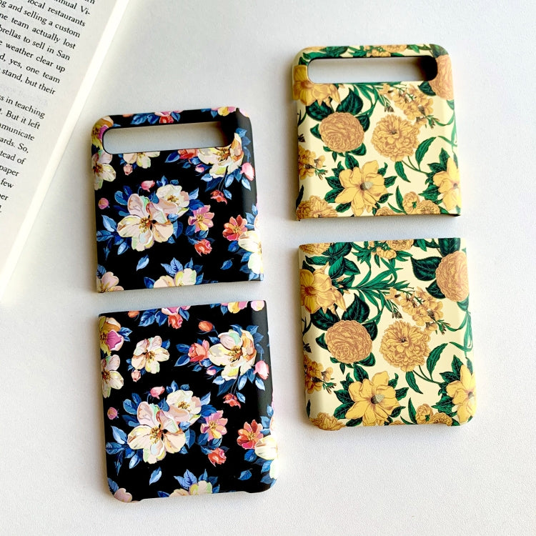 For Samsung Galaxy Z Flip 5G / 4G Floral Pattern Folding PC Protective Case(Yellow) by buy2fix