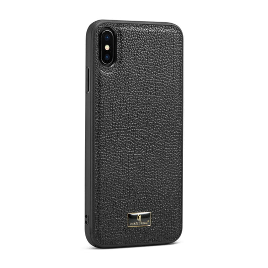 For iPhone XR Fierre Shann Leather Texture Phone Back Cover Case(Lychee Black) - More iPhone Cases by FIERRE SHANN | Online Shopping UK | buy2fix