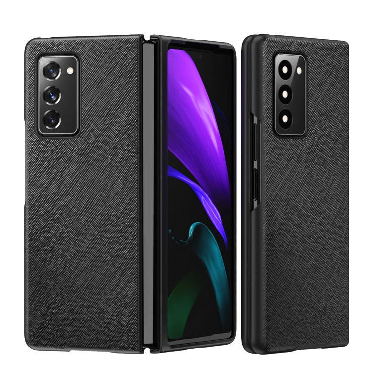 For Samsung Galaxy Z Fold2 5G Leather Texture + PC Full Coverge Folding Case(Black Cross Texture) by buy2fix