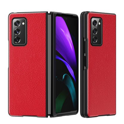 For Samsung Galaxy Z Fold2 5G Leather Texture + PC Full Coverge Folding Case(Red Litchi Texture) by buy2fix
