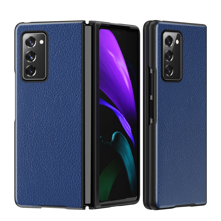For Samsung Galaxy Z Fold2 5G Leather Texture + PC Full Coverge Folding Case(Blue Litchi Texture) by buy2fix
