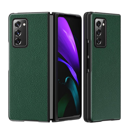 For Samsung Galaxy Z Fold2 5G Leather Texture + PC Full Coverge Folding Case(Green Litchi Texture) by buy2fix