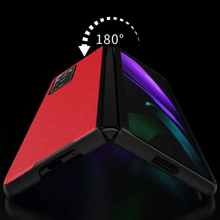 For Samsung Galaxy Z Fold2 5G Leather Texture + PC Full Coverge Folding Case(Red Litchi Texture) by buy2fix