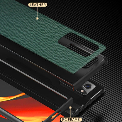 For Samsung Galaxy Z Fold2 5G Leather Texture + PC Full Coverge Folding Case(Black Cross Texture) by buy2fix