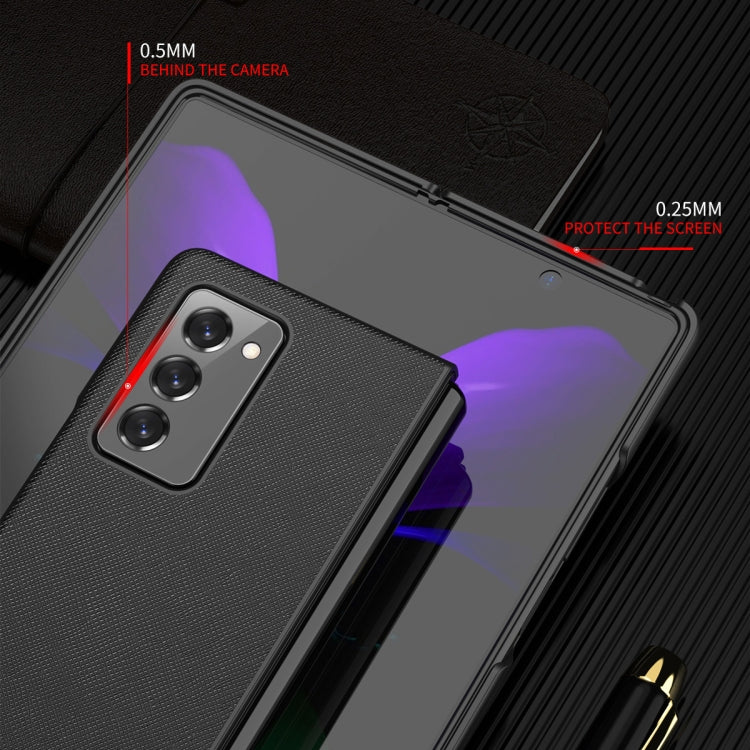 For Samsung Galaxy Z Fold2 5G Leather Texture + PC Full Coverge Folding Case(Red Litchi Texture) by buy2fix