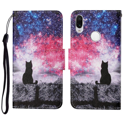 For Xiaomi Redmi Note 7 / 7 Pro Colored Drawing Pattern Horizontal Flip Leather Case with Holder & Card Slots & Wallet & Lanyard(Starry Cat) - Xiaomi Cases by buy2fix | Online Shopping UK | buy2fix