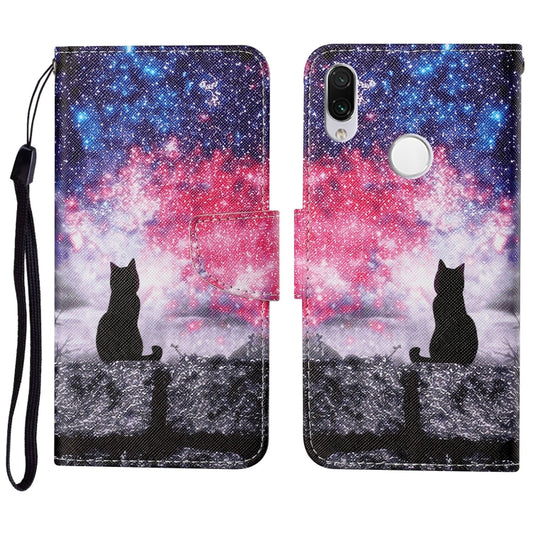 For Xiaomi Redmi Note 7 / 7 Pro Colored Drawing Pattern Horizontal Flip Leather Case with Holder & Card Slots & Wallet & Lanyard(Starry Cat) - Xiaomi Cases by buy2fix | Online Shopping UK | buy2fix