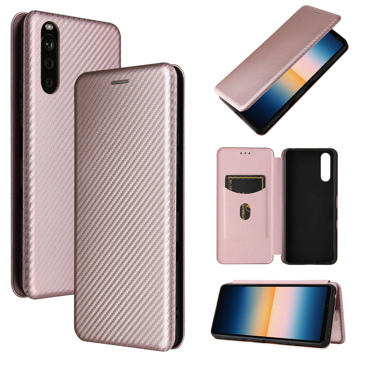 For Sony Xperia 10 III Carbon Fiber Texture Horizontal Flip TPU + PC + PU Leather Case with Card Slot(Pink) by buy2fix