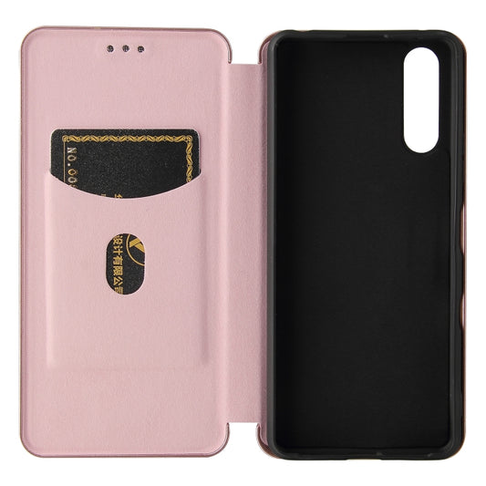 For Sony Xperia 10 III Carbon Fiber Texture Horizontal Flip TPU + PC + PU Leather Case with Card Slot(Pink) by buy2fix