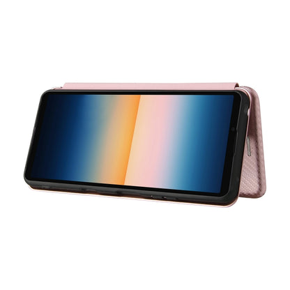 For Sony Xperia 10 III Carbon Fiber Texture Horizontal Flip TPU + PC + PU Leather Case with Card Slot(Pink) by buy2fix