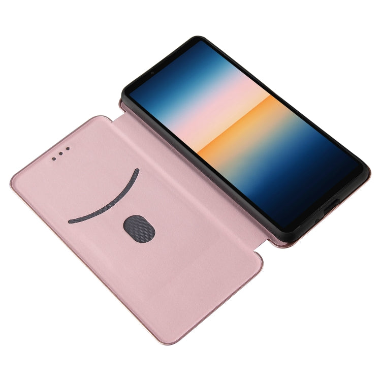 For Sony Xperia 10 III Carbon Fiber Texture Horizontal Flip TPU + PC + PU Leather Case with Card Slot(Pink) by buy2fix