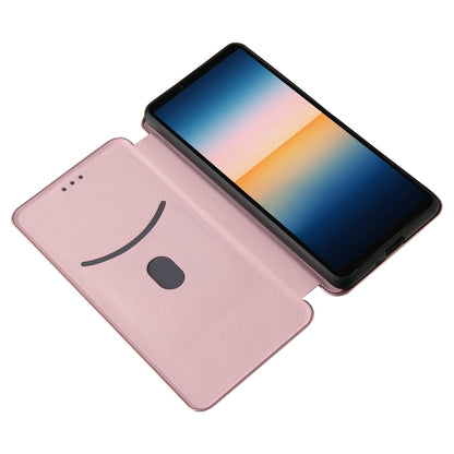 For Sony Xperia 10 III Carbon Fiber Texture Horizontal Flip TPU + PC + PU Leather Case with Card Slot(Pink) by buy2fix