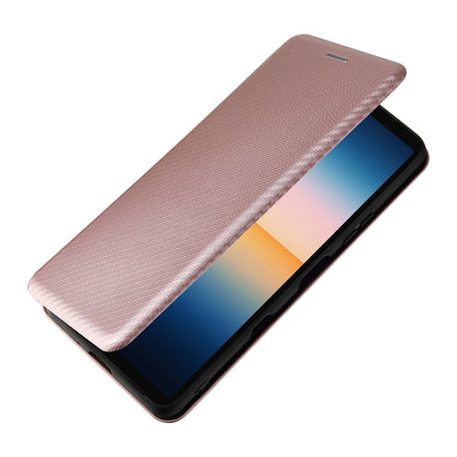 For Sony Xperia 10 III Carbon Fiber Texture Horizontal Flip TPU + PC + PU Leather Case with Card Slot(Pink) by buy2fix