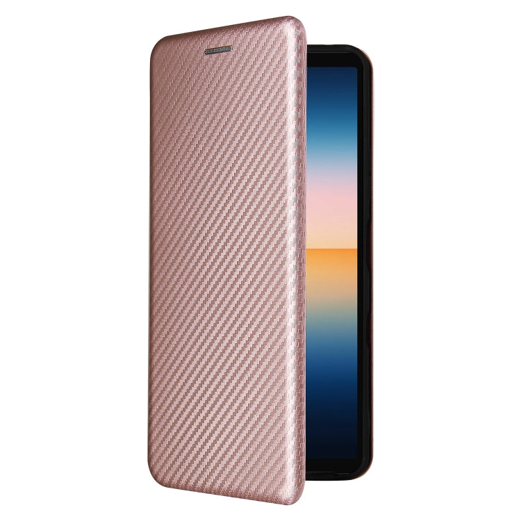 For Sony Xperia 10 III Carbon Fiber Texture Horizontal Flip TPU + PC + PU Leather Case with Card Slot(Pink) by buy2fix