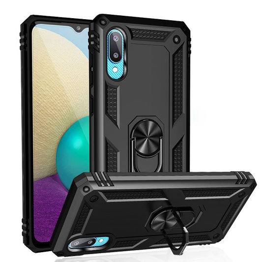 For Samsung Galaxy A02 / M02 Shockproof TPU + PC Protective Case with 360 Degree Rotating Holder(Black) by buy2fix