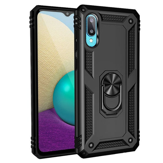 For Samsung Galaxy A02 / M02 Shockproof TPU + PC Protective Case with 360 Degree Rotating Holder(Black) by buy2fix
