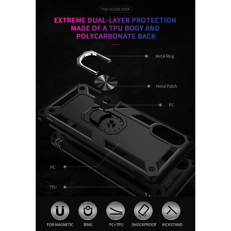 For Samsung Galaxy A02 / M02 Shockproof TPU + PC Protective Case with 360 Degree Rotating Holder(Black) by buy2fix