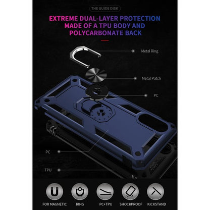 For Samsung Galaxy A02 / M02 Shockproof TPU + PC Protective Case with 360 Degree Rotating Holder(Blue) by buy2fix