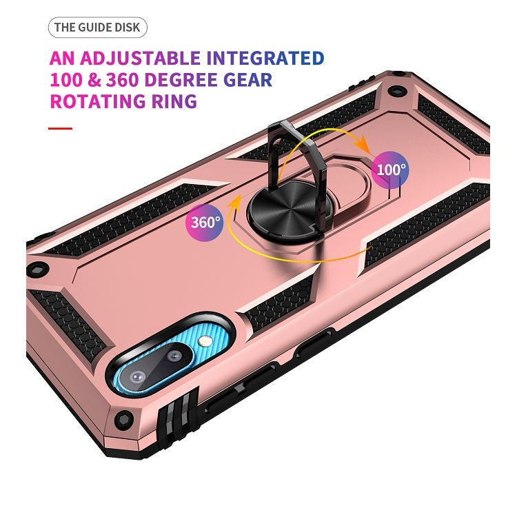 For Samsung Galaxy A02 / M02 Shockproof TPU + PC Protective Case with 360 Degree Rotating Holder(Rose Gold) by buy2fix