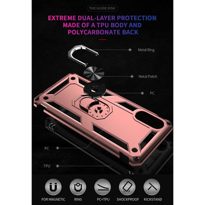 For Samsung Galaxy A02 / M02 Shockproof TPU + PC Protective Case with 360 Degree Rotating Holder(Rose Gold) by buy2fix