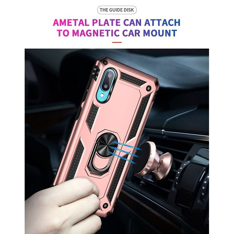 For Samsung Galaxy A02 / M02 Shockproof TPU + PC Protective Case with 360 Degree Rotating Holder(Rose Gold) by buy2fix