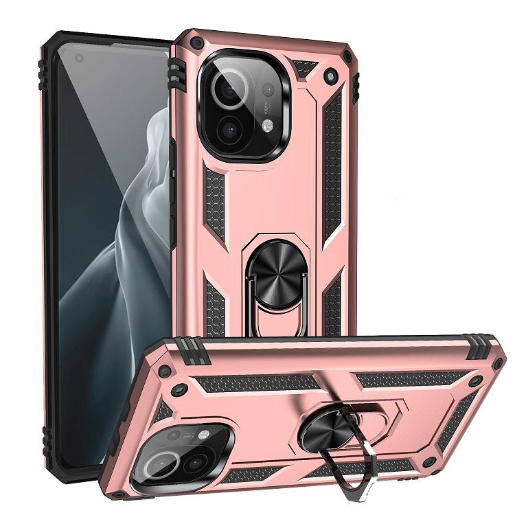 For Xiaomi Mi 11 Shockproof TPU + PC Protective Case with 360 Degree Rotating Holder(Rose Gold) - Xiaomi Cases by buy2fix | Online Shopping UK | buy2fix