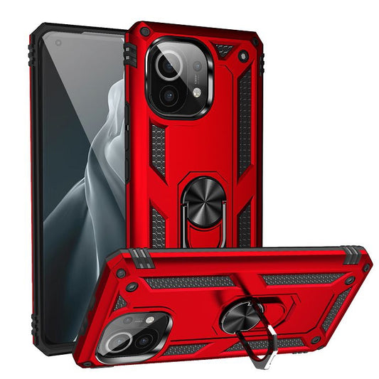 For Xiaomi Mi 11 Shockproof TPU + PC Protective Case with 360 Degree Rotating Holder(Red) - Xiaomi Cases by buy2fix | Online Shopping UK | buy2fix