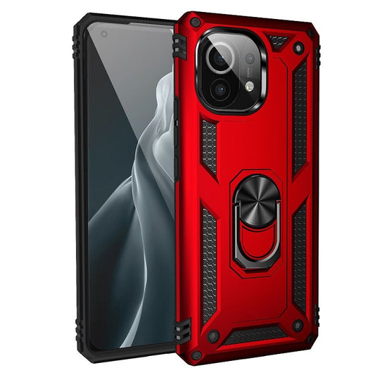 For Xiaomi Mi 11 Shockproof TPU + PC Protective Case with 360 Degree Rotating Holder(Red) - Xiaomi Cases by buy2fix | Online Shopping UK | buy2fix