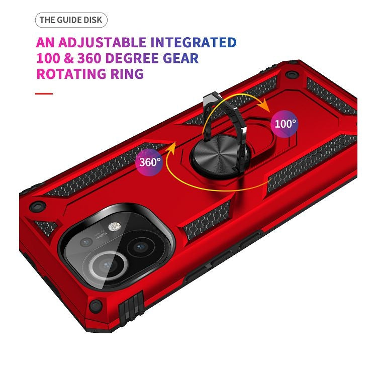 For Xiaomi Mi 11 Shockproof TPU + PC Protective Case with 360 Degree Rotating Holder(Red) - Xiaomi Cases by buy2fix | Online Shopping UK | buy2fix