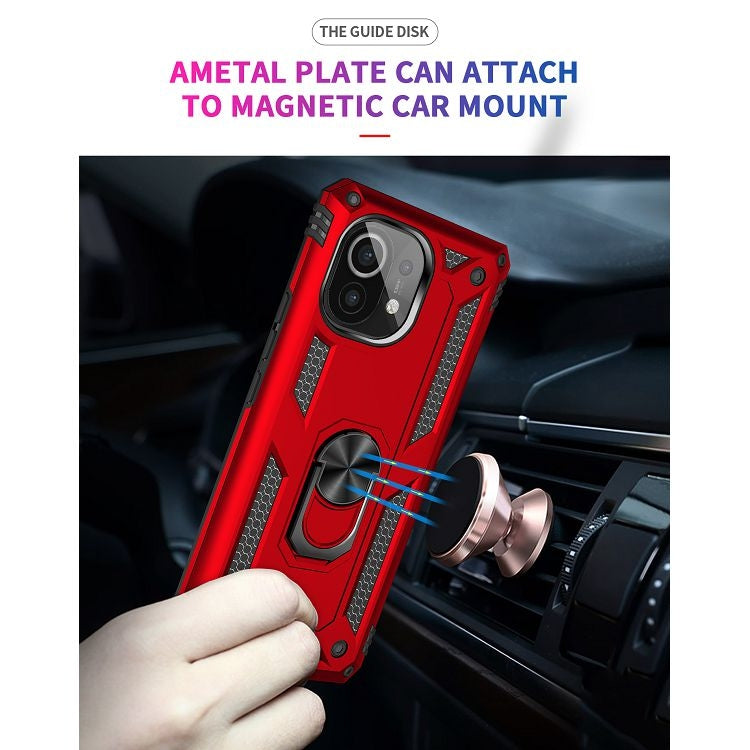 For Xiaomi Mi 11 Shockproof TPU + PC Protective Case with 360 Degree Rotating Holder(Red) - Xiaomi Cases by buy2fix | Online Shopping UK | buy2fix