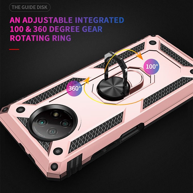 For Xiaomi Redmi Note 9 Shockproof TPU + PC Protective Case with 360 Degree Rotating Holder(Rose Gold) - Xiaomi Cases by buy2fix | Online Shopping UK | buy2fix