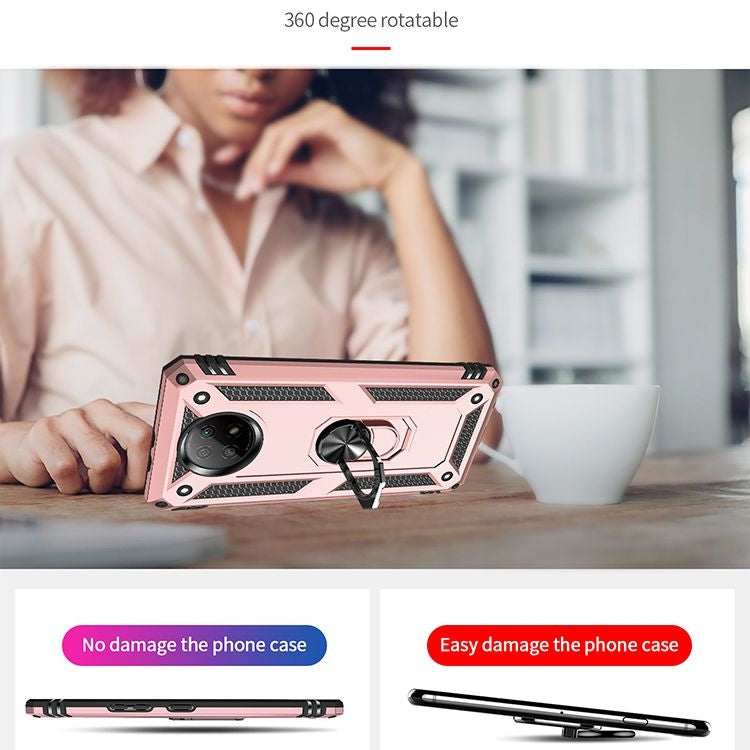 For Xiaomi Redmi Note 9 Shockproof TPU + PC Protective Case with 360 Degree Rotating Holder(Rose Gold) - Xiaomi Cases by buy2fix | Online Shopping UK | buy2fix