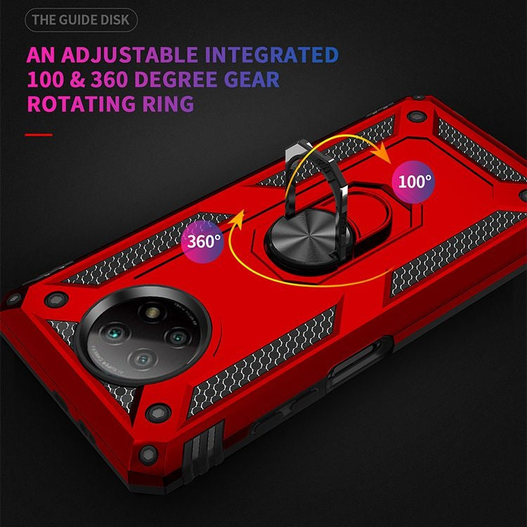For Xiaomi Redmi Note 9 Shockproof TPU + PC Protective Case with 360 Degree Rotating Holder(Red) - Xiaomi Cases by buy2fix | Online Shopping UK | buy2fix