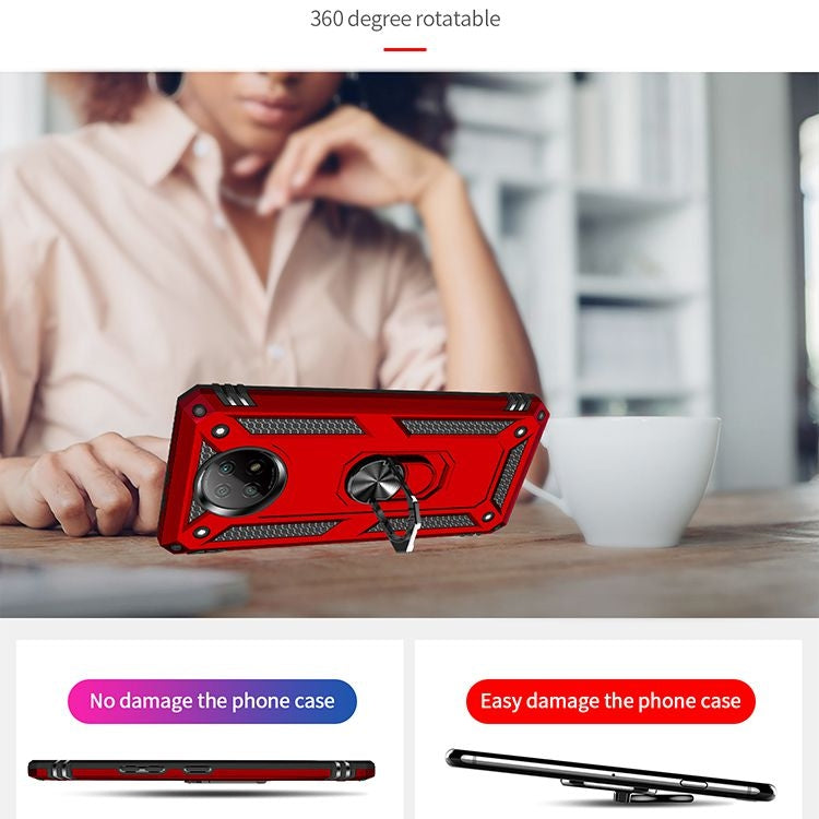 For Xiaomi Redmi Note 9 Shockproof TPU + PC Protective Case with 360 Degree Rotating Holder(Red) - Xiaomi Cases by buy2fix | Online Shopping UK | buy2fix