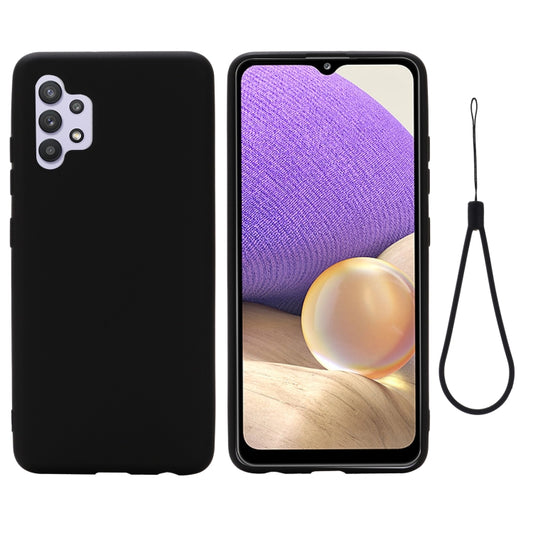 For Samsung Galaxy A32 4G Solid Color Liquid Silicone Dropproof Full Coverage Protective Case(Black) by buy2fix