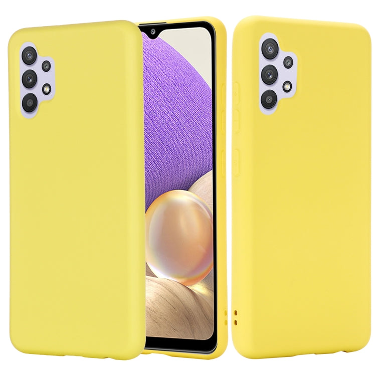For Samsung Galaxy A32 4G Solid Color Liquid Silicone Dropproof Full Coverage Protective Case(Yellow) by buy2fix