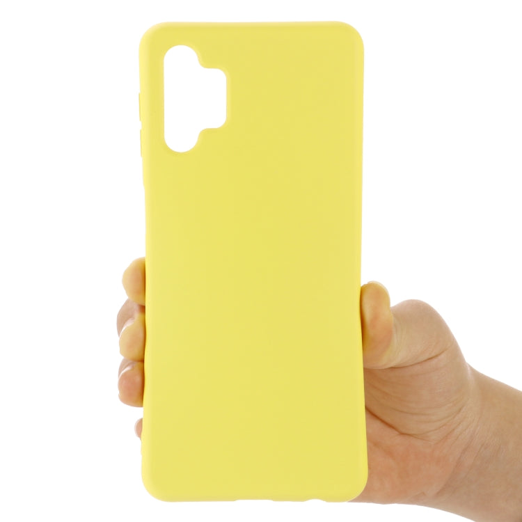 For Samsung Galaxy A32 4G Solid Color Liquid Silicone Dropproof Full Coverage Protective Case(Yellow) by buy2fix