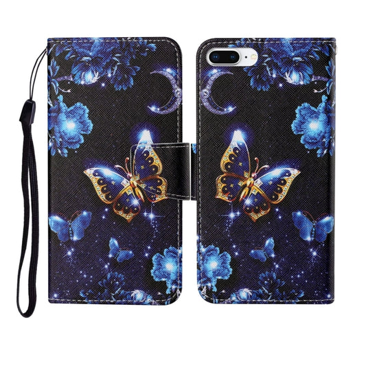 For iPhone 7 Plus Painted Pattern Horizontal Flip Leathe Case(Moon Butterfly) - More iPhone Cases by buy2fix | Online Shopping UK | buy2fix
