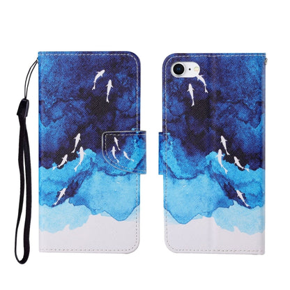 For iPhone SE (2020)/ 7 /8 Painted Pattern Horizontal Flip Leathe Case(Watercolor Fish) - More iPhone Cases by buy2fix | Online Shopping UK | buy2fix