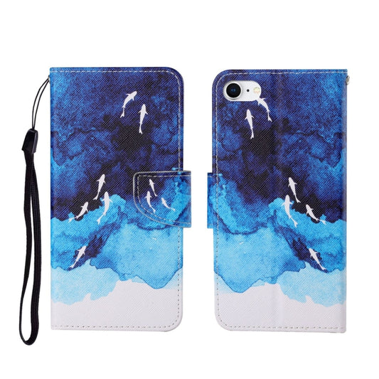 For iPhone SE (2020)/ 7 /8 Painted Pattern Horizontal Flip Leathe Case(Watercolor Fish) - More iPhone Cases by buy2fix | Online Shopping UK | buy2fix